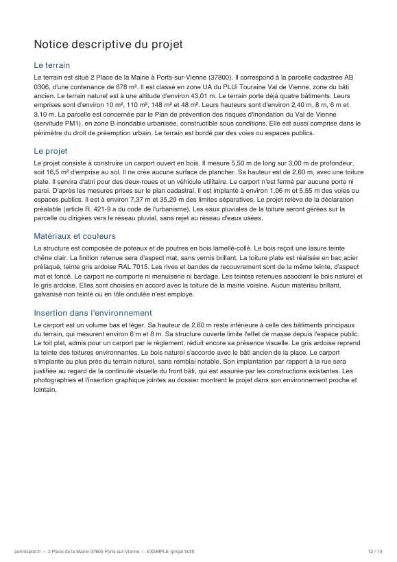 Dossier d'exemple : notice du projet