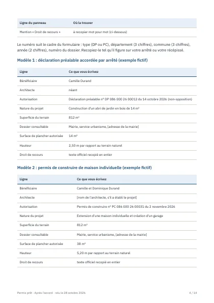Guide après l'accord (PDF) : page du panneau