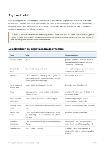 Kit mairie (PDF) : page du calendrier des délais